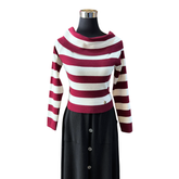 Sweater Spandex Cuello Bote Listado - Trazos De Gracia